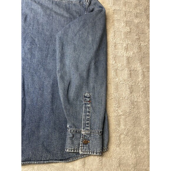 Levi’s Men’s Size L Flannel Lined Denim Button Down Long Sleeve Western Shirt - Picture 13 of 16